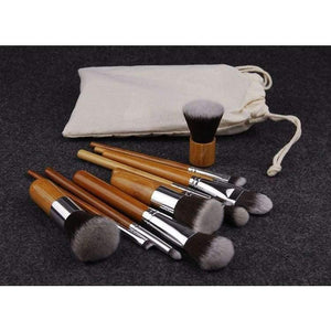 Planet Gates 11PCS Professional Bamboo Makeup Brushes Set Cosmetics Foundation Make Up Brush Tools Kit for Powder Blusher Eye Shadow Eyeliner