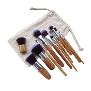 Planet Gates 11PCS Professional Bamboo Makeup Brushes Set Cosmetics Foundation Make Up Brush Tools Kit for Powder Blusher Eye Shadow Eyeliner