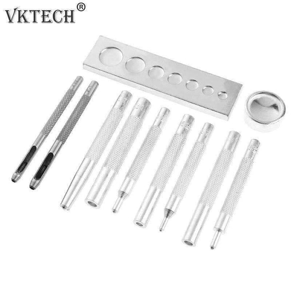 Planet Gates 11pcs/set Metal Leather Tools for Leather Hole Punches Snap Fastener Installation Kit Rivet Setter Base Leather Tool Kit