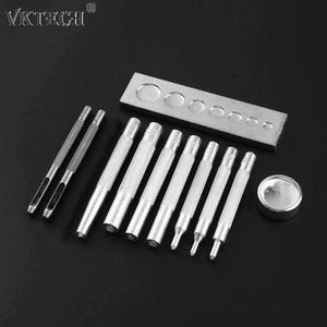 Planet Gates 11pcs/set Metal Leather Tools for Leather Hole Punches Snap Fastener Installation Kit Rivet Setter Base Leather Tool Kit
