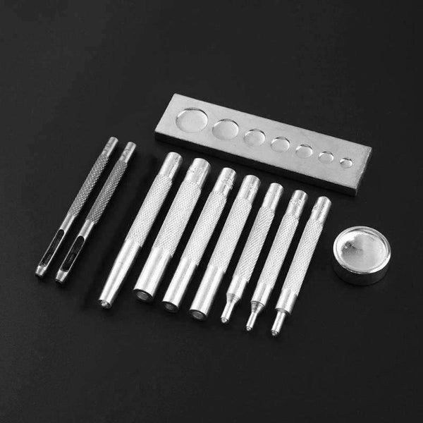 Planet Gates 11pcs/set Metal Leather Tools for Leather Hole Punches Snap Fastener Installation Kit Rivet Setter Base Leather Tool Kit
