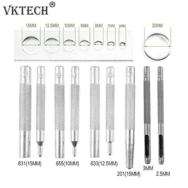 Planet Gates 11pcs/set Metal Leather Tools for Leather Hole Punches Snap Fastener Installation Kit Rivet Setter Base Leather Tool Kit