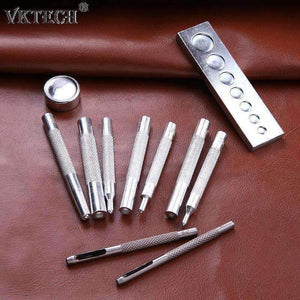 Planet Gates 11pcs/set Metal Leather Tools for Leather Hole Punches Snap Fastener Installation Kit Rivet Setter Base Leather Tool Kit