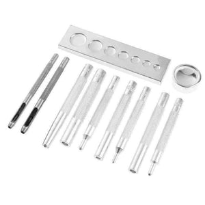 Planet Gates 11pcs/set Metal Leather Tools for Leather Hole Punches Snap Fastener Installation Kit Rivet Setter Base Leather Tool Kit