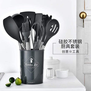 11PCS Silicone Kitchenware Non-stick Cookware Cooking Tool Spatula Ladle Egg Beaters Shovel Spoon Soup Kitchen Utensils Set