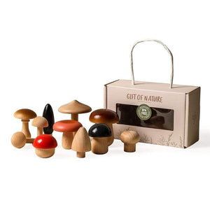 Planet Gates 11Pcs Woode Mushroom Blocks for Children Montessori Educational Wooden Toys Safety Kitchen Utensils Toys Baby Grasp Matching Toy