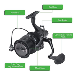 Planet Gates 12+1 BB Spinning Reel with Front and Rear Double Drag Carp Fishing Reel Left Right Interchangeable for Saltwater Freshwater