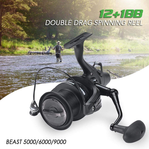 Planet Gates 12+1 BB Spinning Reel with Front and Rear Double Drag Carp Fishing Reel Left Right Interchangeable for Saltwater Freshwater