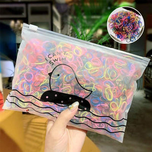 1000pcs/Pack Girls Colorful Small Disposable Rubber Bands Kids Ponytail Holder Elastic Hair Bands Ties Fashion Hair Accessories