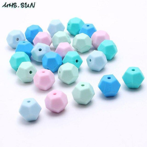 Planet Gates 12/15 mm 50 stk. farverige silikone pentagonperler til babyer, tyggetabletter, tandfrembrud, ammehalskæde, legetøj, gør-det-selv smykkefremstilling, 50 stk.