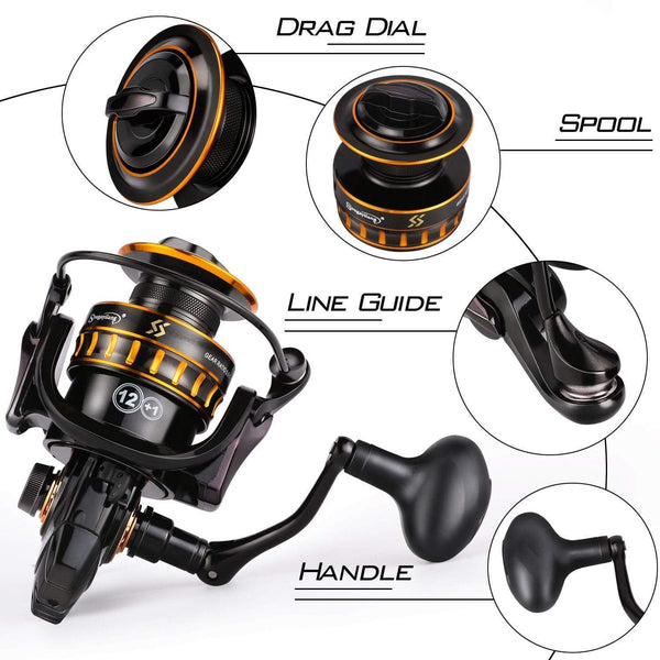 Planet Gates 12+1BB Fishing Reel 1000-5000 Drag 12kg Spinning Reel Saltwater Reel for Carp Reel Fishing Pesca and Free Spool