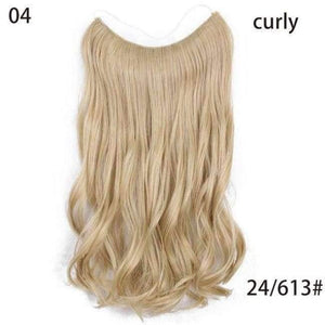 Planet Gates #12 / 22inches Fish Line Hairpieces 22'' Invisible Wire No Clips in Hair Extensions Secret Silky Straight Synthetic Hairs 100g/pic