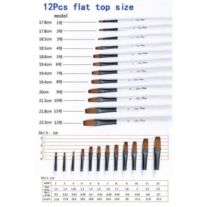 Planet Gates 12/24Pcs Nylon Hair Wooden Handle Watercolor Paint Brush Pen Set for Learning Oil Acrylic Painting Art Paint Brushes Supplies