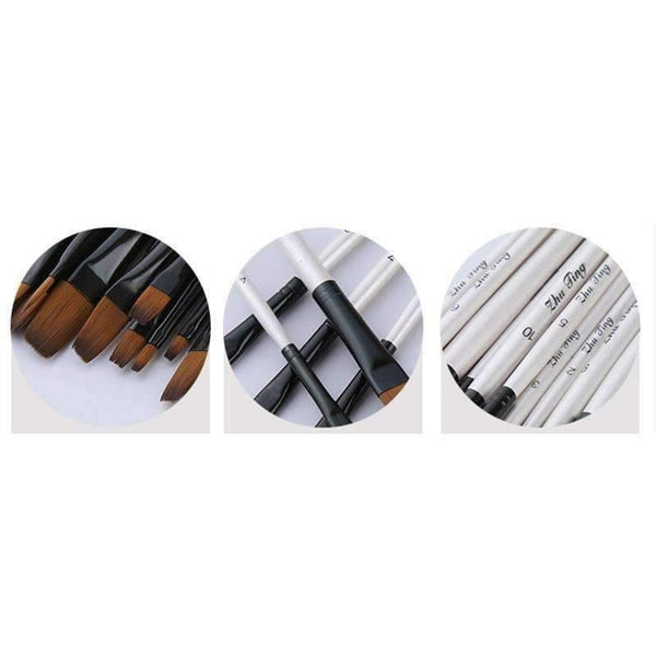 Planet Gates 12/24Pcs Nylon Hair Wooden Handle Watercolor Paint Brush Pen Set for Learning Oil Acrylic Painting Art Paint Brushes Supplies