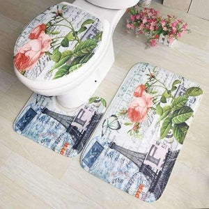 Planet Gates 12 3Pcs/set Bathroom Mat Set Toilet Rug Ocean World Flannel Anti Slip Bath Mat Rugs Home Decor Bathroom Products