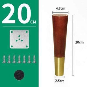 4pcs/lot Wood Legs TV Cabinet Support Sofa Legs Furniture Accessory Brass Gold Cups Solid Wooden Feet