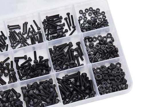 480Pcs/set M2 M2.5 M3 DIN912 Black High-strength 12.9 Level Alloy Steel Screw Hexagon Socket Head Cap Screws Car Furniture HW024
