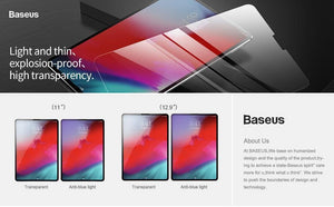 Planet Gates 12.9 Inch HD Clear Baseus 0.3mm Tempered Glass For Apple iPad Pro 11'' 12.9'' 2018 Protective Glass 9H Scratch Proof Tablet Glass For iPad Pro 2018