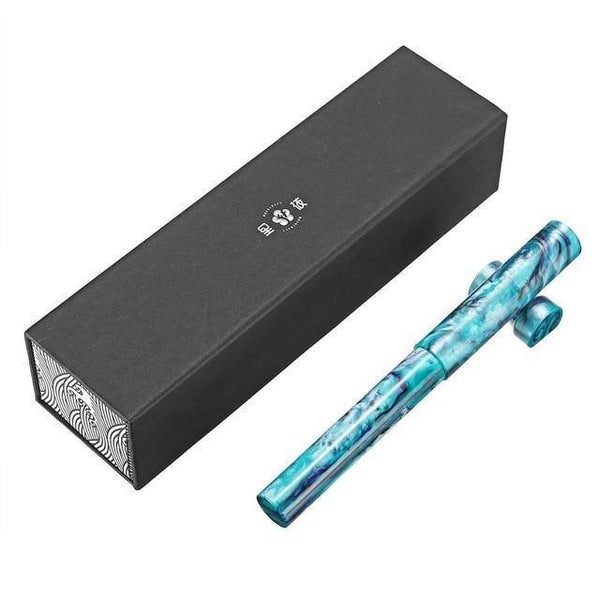 Planet Gates 12 / as picture Business Fountain Pen Acrylic Resin Fine Nib Pen with Box for  Christmas Gift Wedding Signing Office Supplies