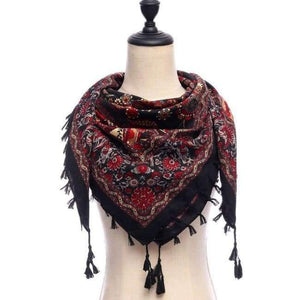Planet Gates 12-black New brand women scarf square cotton shawls and wraps lady pashmina Tassels Bohemia foulard winter female bandana hijabs