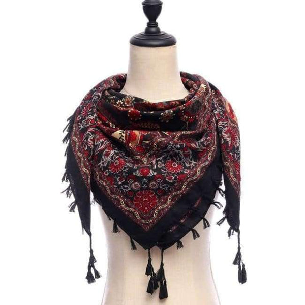 Planet Gates 12-black New brand women scarf square cotton shawls and wraps lady pashmina Tassels Bohemia foulard winter female bandana hijabs