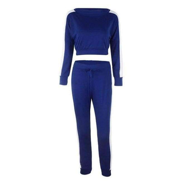 Long Sleeve Crop Tops And Legging Two Piece Sets Women 2018 Autumn Winter Streetwear Patchwork Pink Sporty Women Suit