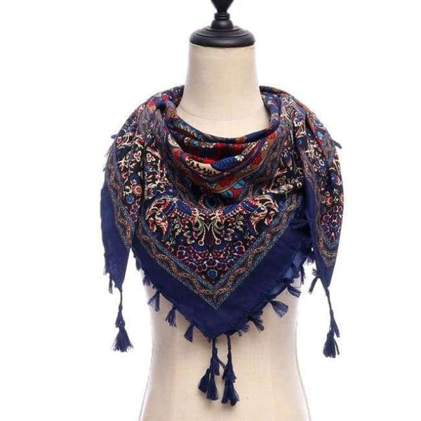 Planet Gates 12-blue New brand women scarf square cotton shawls and wraps lady pashmina Tassels Bohemia foulard winter female bandana hijabs