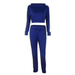 Planet Gates 12 blue / S Colors Patchwork Two Piece Women Sets Tracksuit 2018 Autumn Winter Striped Sweatshirts Crop Tops Legging Suits Sporty