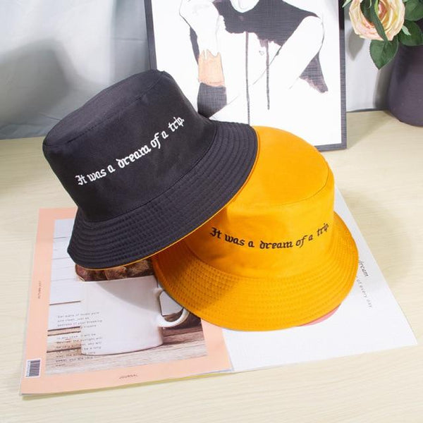 Planet Gates 12 dream Casual Sun Hat Letter Bucket Hat Men Women Bob Hip Hop Caps Summer Panama Foldable Double Sided Dance Hat Casual
