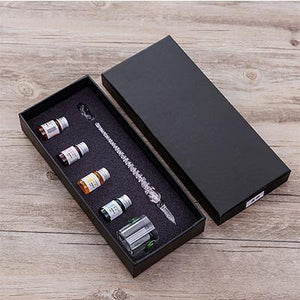 Planet Gates 12 Glass Dip Pen Signature Pen Fountain Pens Bussiness Offices School Stationery Gift Set Pen + Ink Set