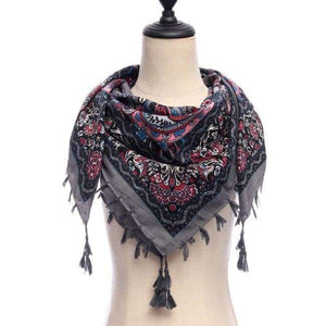 Planet Gates 12-gray New brand women scarf square cotton shawls and wraps lady pashmina Tassels Bohemia foulard winter female bandana hijabs