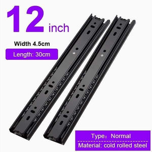 Drawer Slide Rail 4-24 Inch Ball Bearing Three Fold Full Extended Furniture Hardware