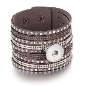 Planet Gates 12 Jewelry Wide Multilayer Crystal Rivet Leather Snap Bracelet 18mm Snap Button Bracelet DIY Buttons Jewelry For Women