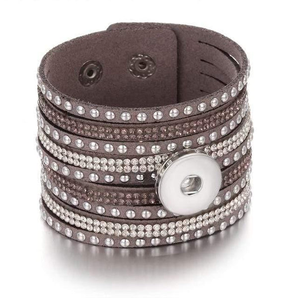 Planet Gates 12 Jewelry Wide Multilayer Crystal Rivet Leather Snap Bracelet 18mm Snap Button Bracelet DIY Buttons Jewelry For Women