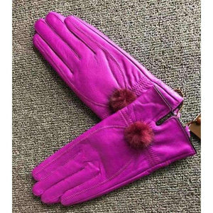 Planet Gates 12 / One Size 15 off Color genuine leather gloves female sheepskin gloves women's thin thermal mink hair ball 2017 new
