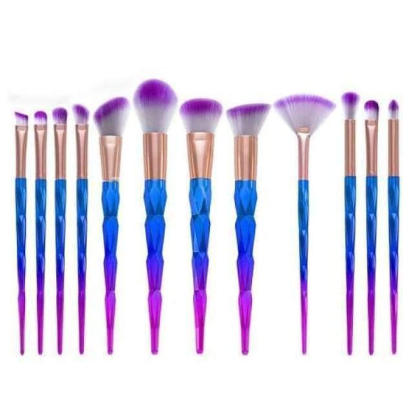Planet Gates 12 pcs 13Pcs Unicorn Diamond Makeup Brush Set Mermaid Foundation Powder Cosmetics Rainbow Eyeshadow Face Kabuki Make Up Brush Tools Kit