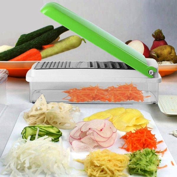 12 PCS set Multifunctional Slicer Vegetable Cutter Mandoline Slicer With Interchangeable Stainless Steel Peeler Grater