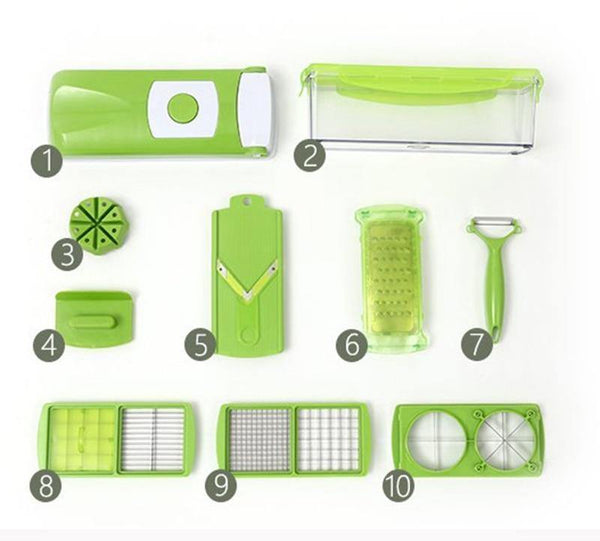 12 PCS set Multifunctional Slicer Vegetable Cutter Mandoline Slicer With Interchangeable Stainless Steel Peeler Grater