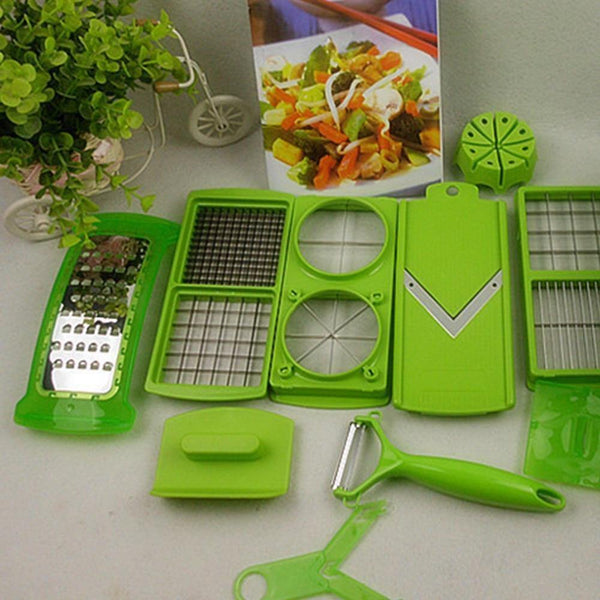 12 PCS set Multifunctional Slicer Vegetable Cutter Mandoline Slicer With Interchangeable Stainless Steel Peeler Grater