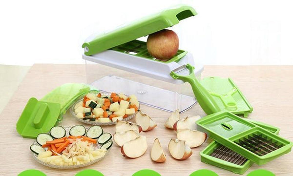 12 PCS set Multifunctional Slicer Vegetable Cutter Mandoline Slicer With Interchangeable Stainless Steel Peeler Grater