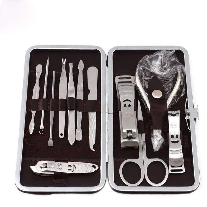 Planet Gates 12 PCS/set Nail Art Manicure Tools Set Nails Clipper Scissors Tweezer Knife Manicure Sets Stone Pattern Case For Nail Manicure