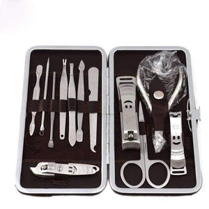 Planet Gates 12 PCS/set Nail Art Manicure Tools Set Nails Clipper Scissors Tweezer Knife Manicure Sets Stone Pattern Case For Nail Manicure