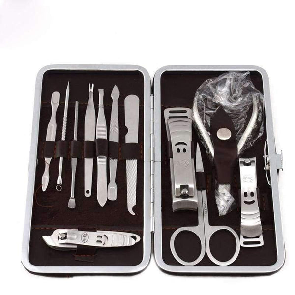 Planet Gates 12 PCS/set Nail Art Manicure Tools Set Nails Clipper Scissors Tweezer Knife Manicure Sets Stone Pattern Case For Nail Manicure