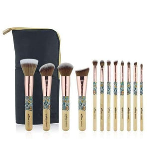 Planet Gates 12 pcs with bag 12 pieces Synthetic Makeup Brushes Set with Unique Design Black Bag Professional Brushes for Makeup
