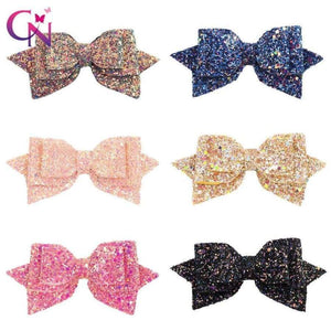 Planet Gates 12 Pieces/lot 5" Glitter Hair Bows Hair Clips For Girls Kids Women Rainbow Bling Layers Ponytail Bows Hairgrips Hair Accessories