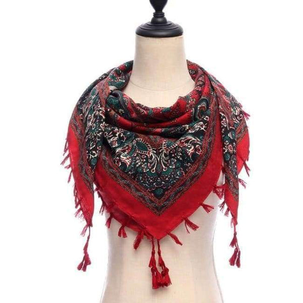 Planet Gates 12-red New brand women scarf square cotton shawls and wraps lady pashmina Tassels Bohemia foulard winter female bandana hijabs