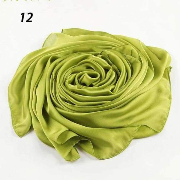 Planet Gates 12 Verdurous / One Size Women Spring Silk Scarf Soft Smooth Solid Color Long Shawl Summer Beach Cover-Up Wraps Sun-Protective Scarves 90*180