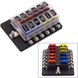 12 Way Blade Fuse Box Holder 12V 24V for Car Boat Marine Caravan Trike Car Fuse Blocks with LED Indicator Warning Light