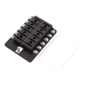12 Way Blade Fuse Box Holder Fuse Blocks with Red LED Indicator 10Pcs Fuses 10Pcs Terminals for Car Boat Caravan Truck 12V 24V