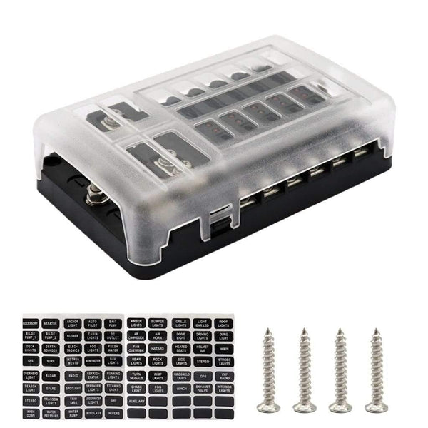 12 Way Blade Fuse Holder Box Block Car Vehice Boat Circuit ATO ATC 32V